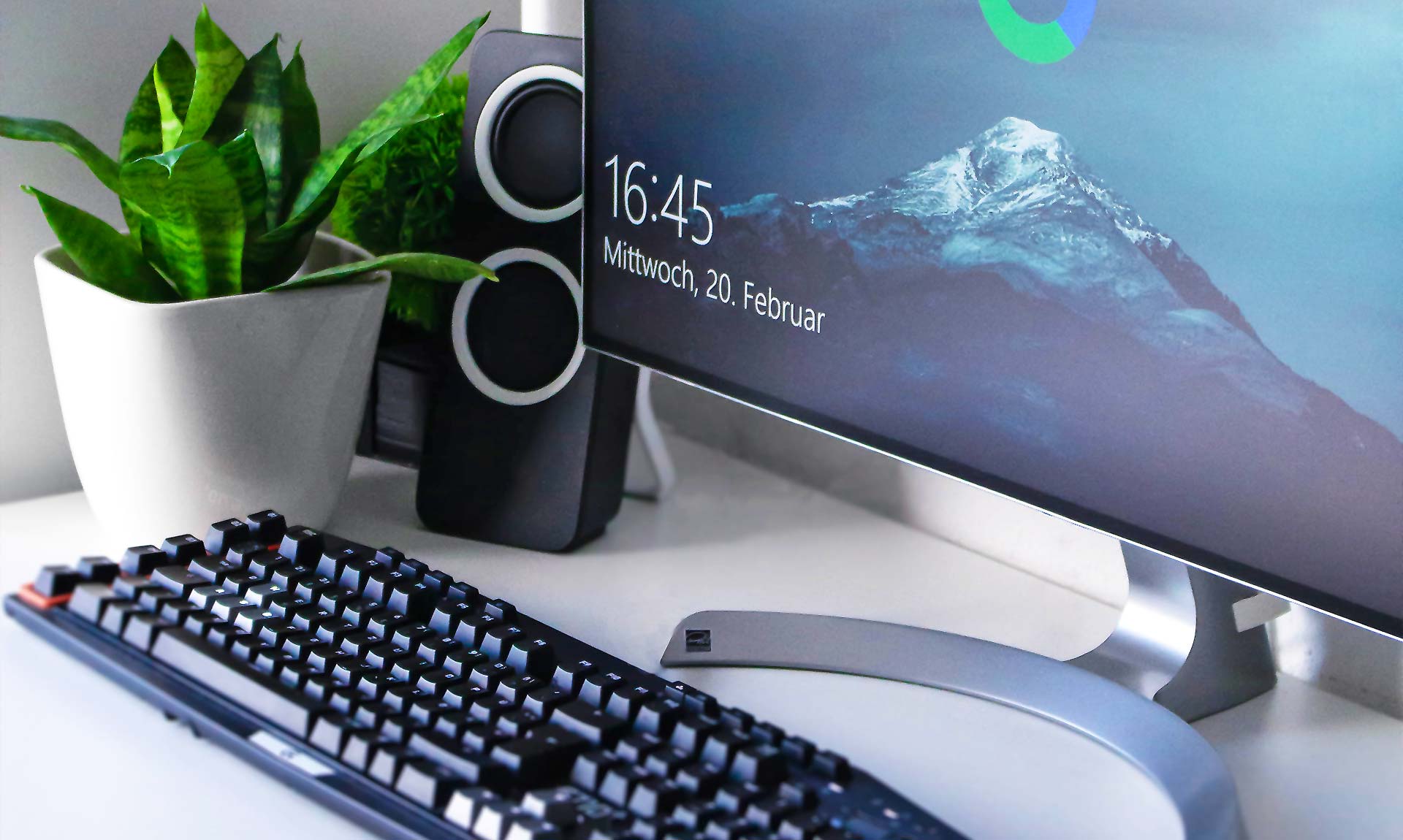 Desk with a monitor